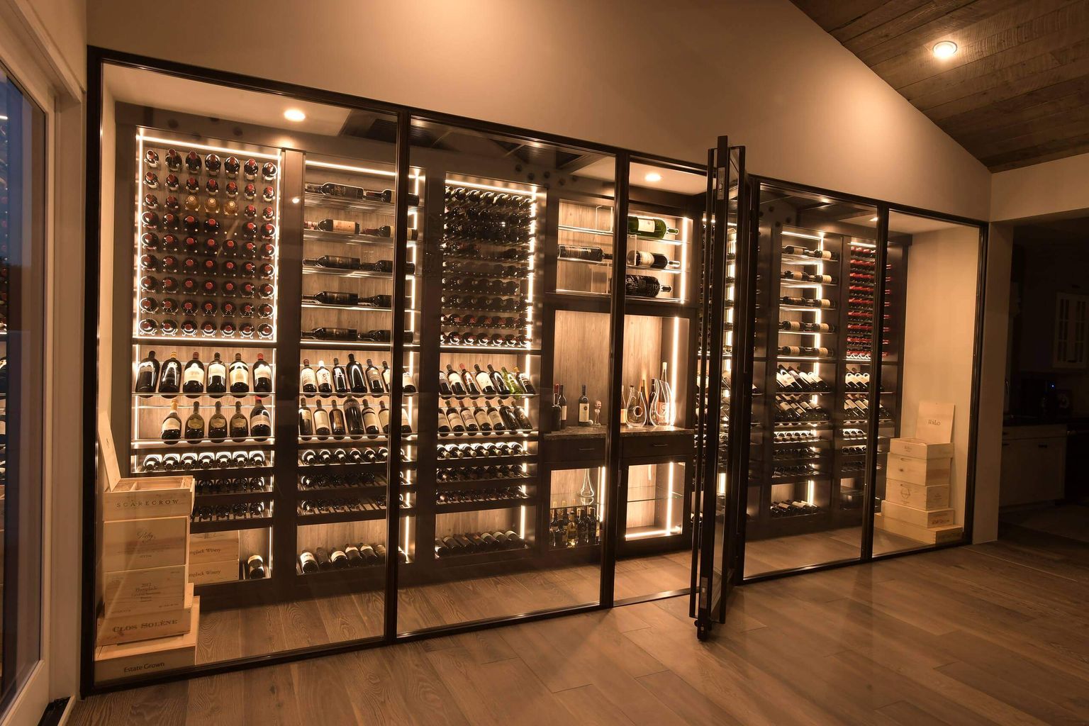 Custom glass wine room enclosure