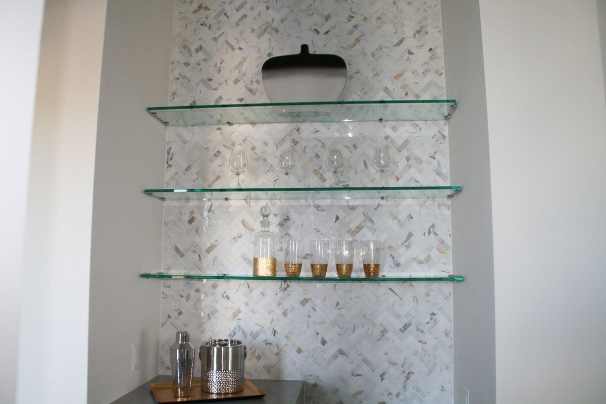 Custom made cabinet glass shelves in Naples, FL